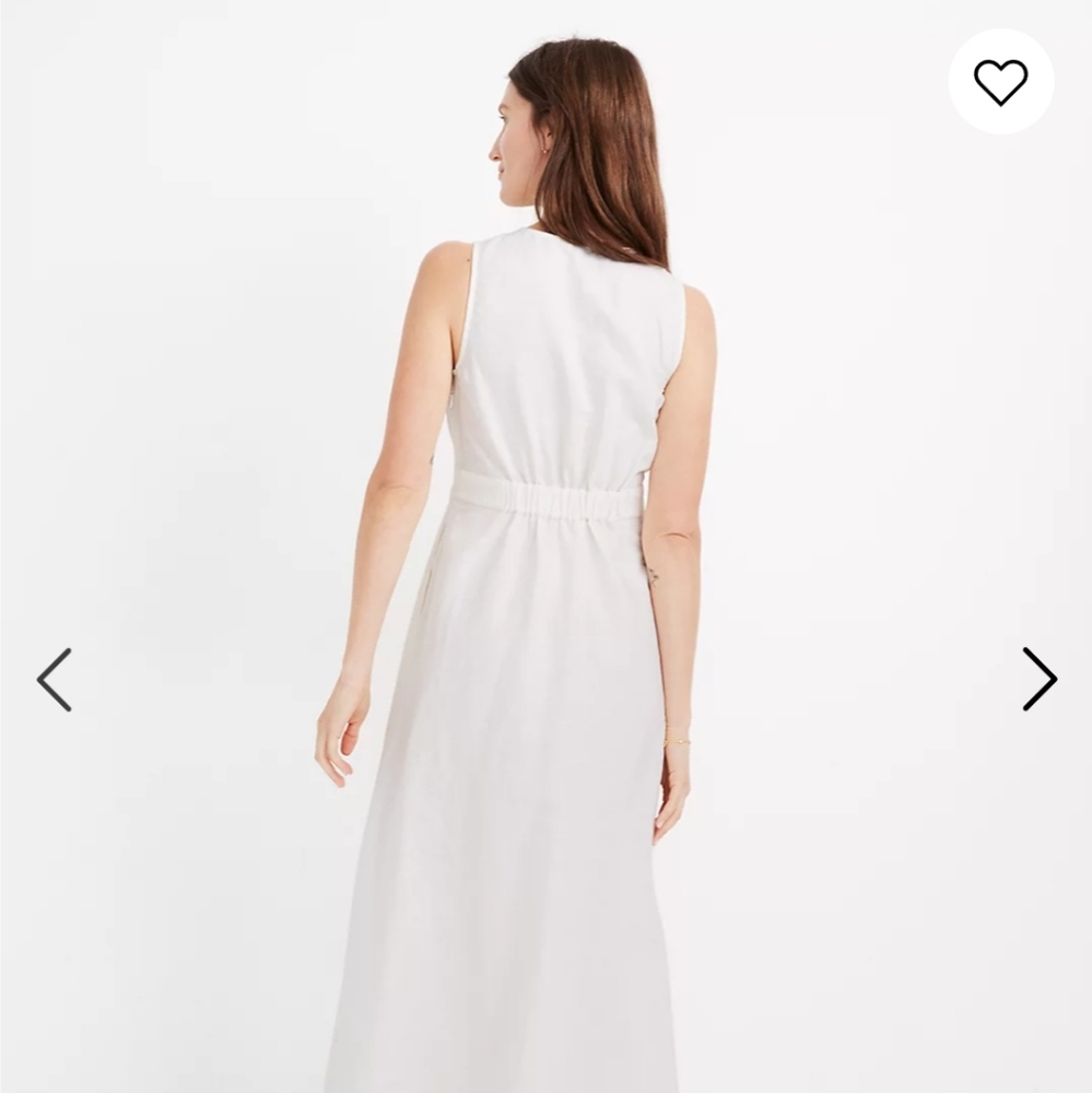 Madewell Button-Waist Linen Midi Dress Sz 12 - Picture 7 of 7